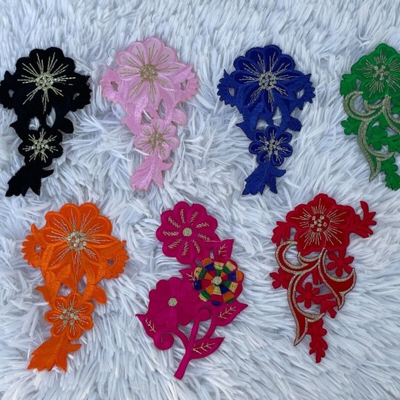 7 Iron on Embroidery Patches Multi Color Flower Patches Clothes jacket Lot of 7 - Picture 8 of 9